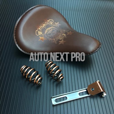 並行輸入品】レトロ バイク サドルシート オレンジ 黒 ソロシート 3つ