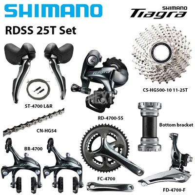 【並行輸入品】Shimano-tiagra 4700チェーンセット 2x10s バイクシフター リア リアディレイラー ブレーキ カセットHG500-10 hg54 116lチェーン bbrs500の画像