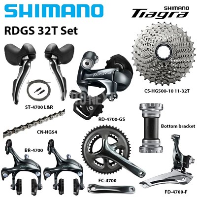 【並行輸入品】Shimano-tiagra 4700チェーンセット 2x10s バイクシフター リア リアディレイラー ブレーキ カセットHG500-10 hg54 116lチェーン bbrs500の画像