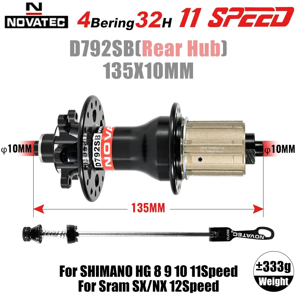 並行輸入品】NOVATEC D791SB D792SB 32H MTB ハブ QR 135x10 スルー