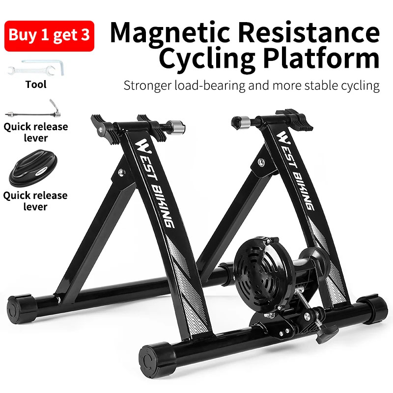 West Biking-磁気抵抗 屋内エクササイズ マウンテンバイク用 6速トレーニングローラー_1
