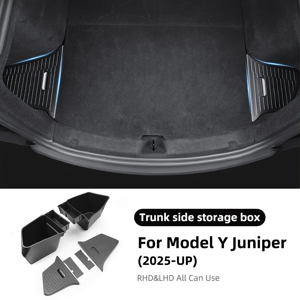 テスラ モデルY ジュニパー 2025 2026年以降対応 車 トランク サイド 収納ボックス カバー マット パーティションボード 整理収納アクセサリー_2