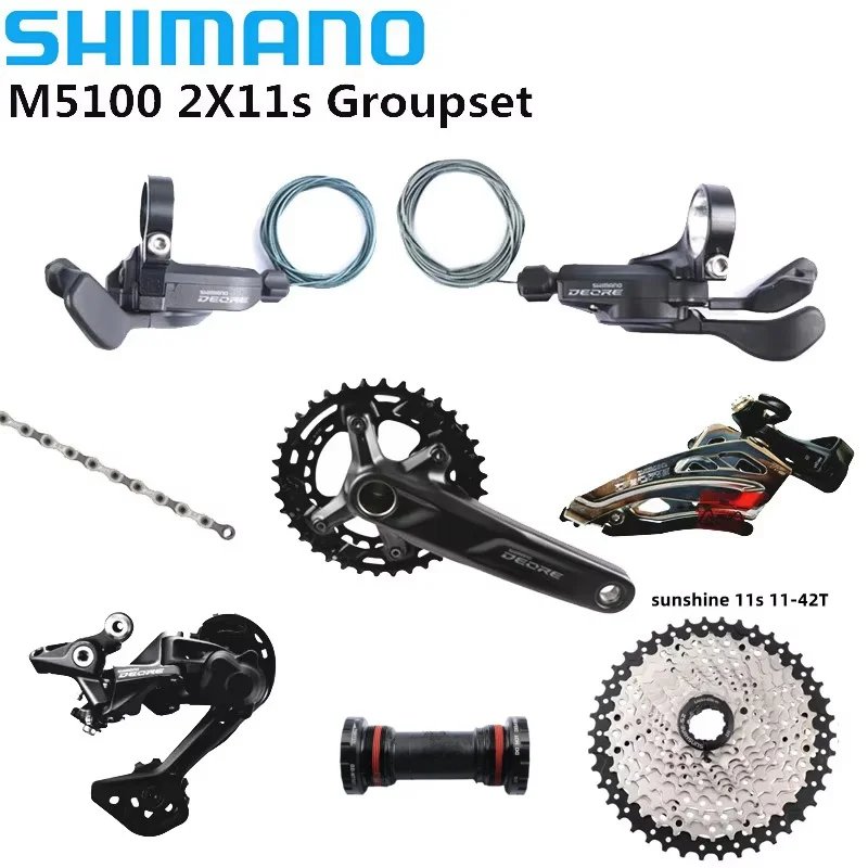 【並行輸入品】shimano-deore m5100自転車クランクセット 2x11s mtb 170mm 175mm 36t-26t mt501 rd