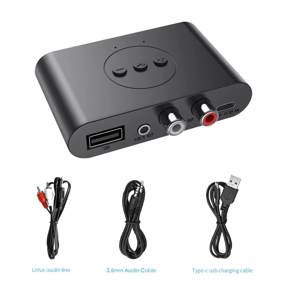 Bluetooth 5.6オーディオレシーバー 3.5mm AUX RCA USB Uディスク