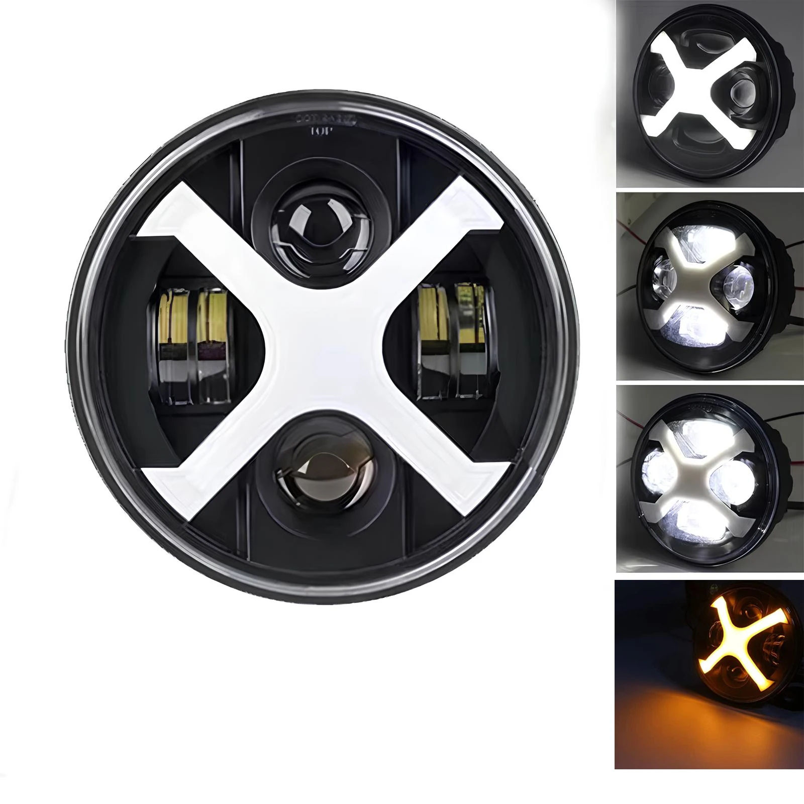 【並行輸入品】7 インチラウンド Led ヘッドライト 7 インチバイク X ホワイト/アンバー DRL ヘッドライト Motobikes ラングラー JK JKU_1
