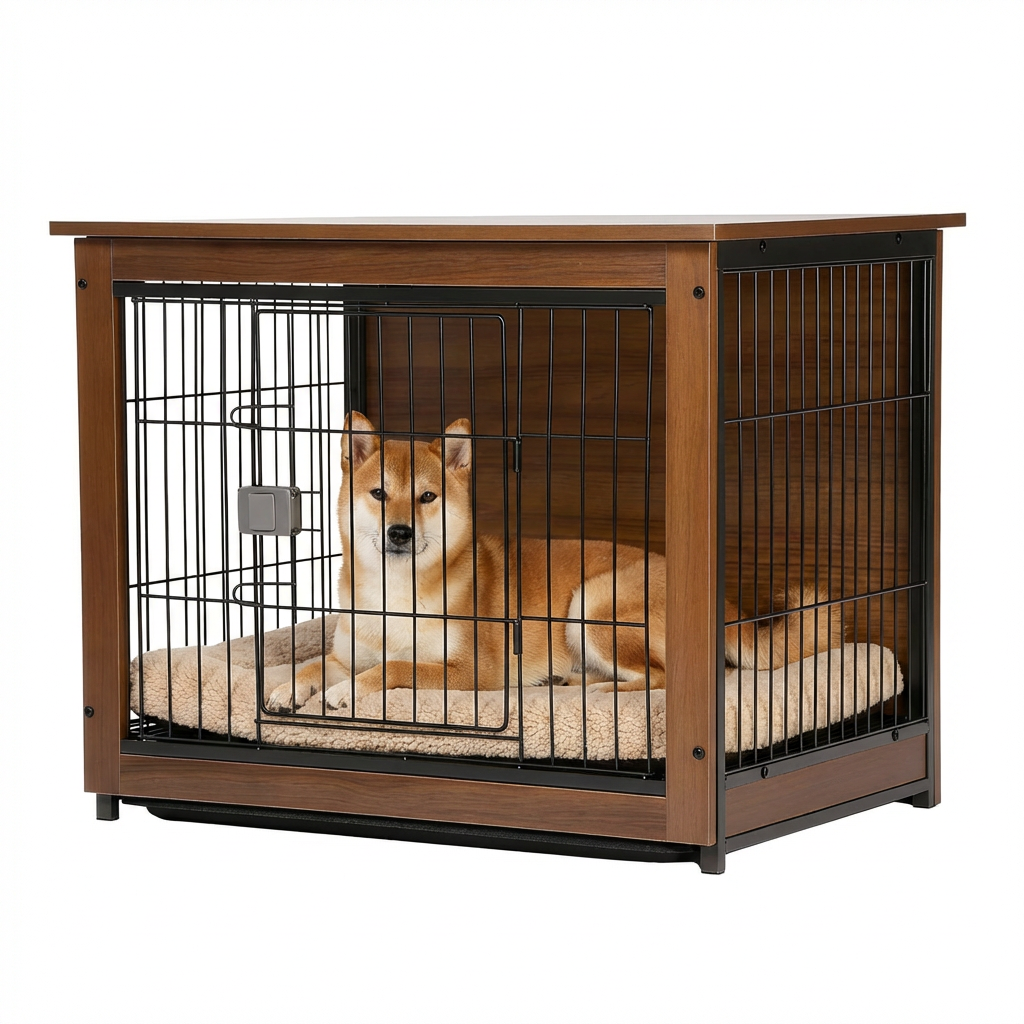 良木工房YOSHIKI】木製 犬 ケージ 屋根付き 中型犬用 ペットサークル