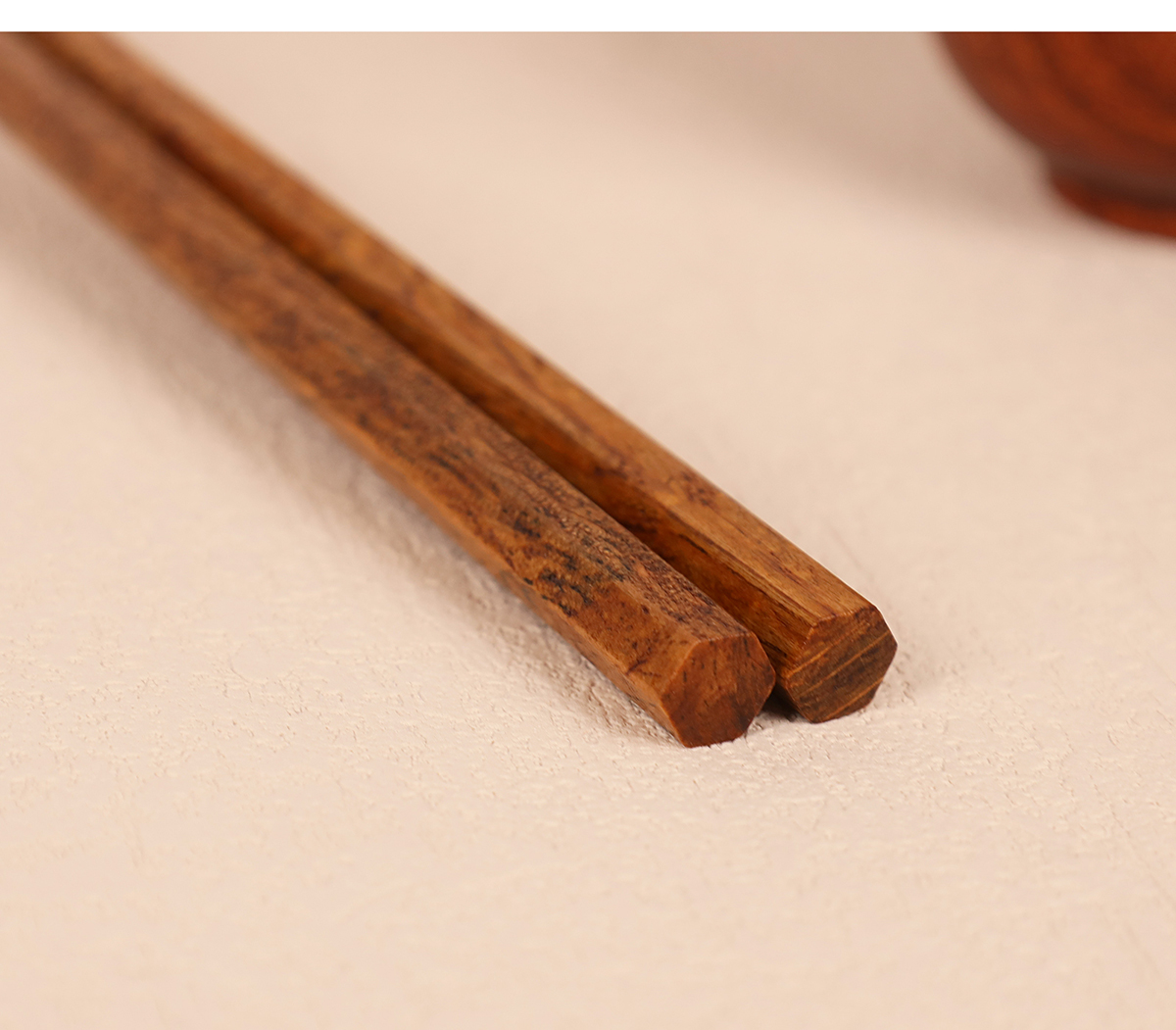 HTB お箸 5膳セット 22.5cm 木製箸 タガヤサン 手作り 六角 箸 滑ら