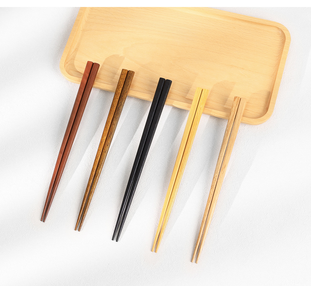 箸セット 木製 5膳セット 化粧箱入 5色 紫檀 黒檀 鉄刀木 黄楊 栗 お箸