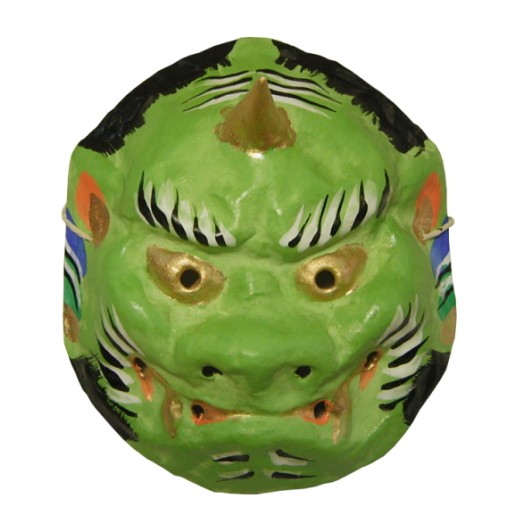 歴史のある古和紙のお面「嵯峨面」 魔除けのご利益『青鬼面』 藤原孚石