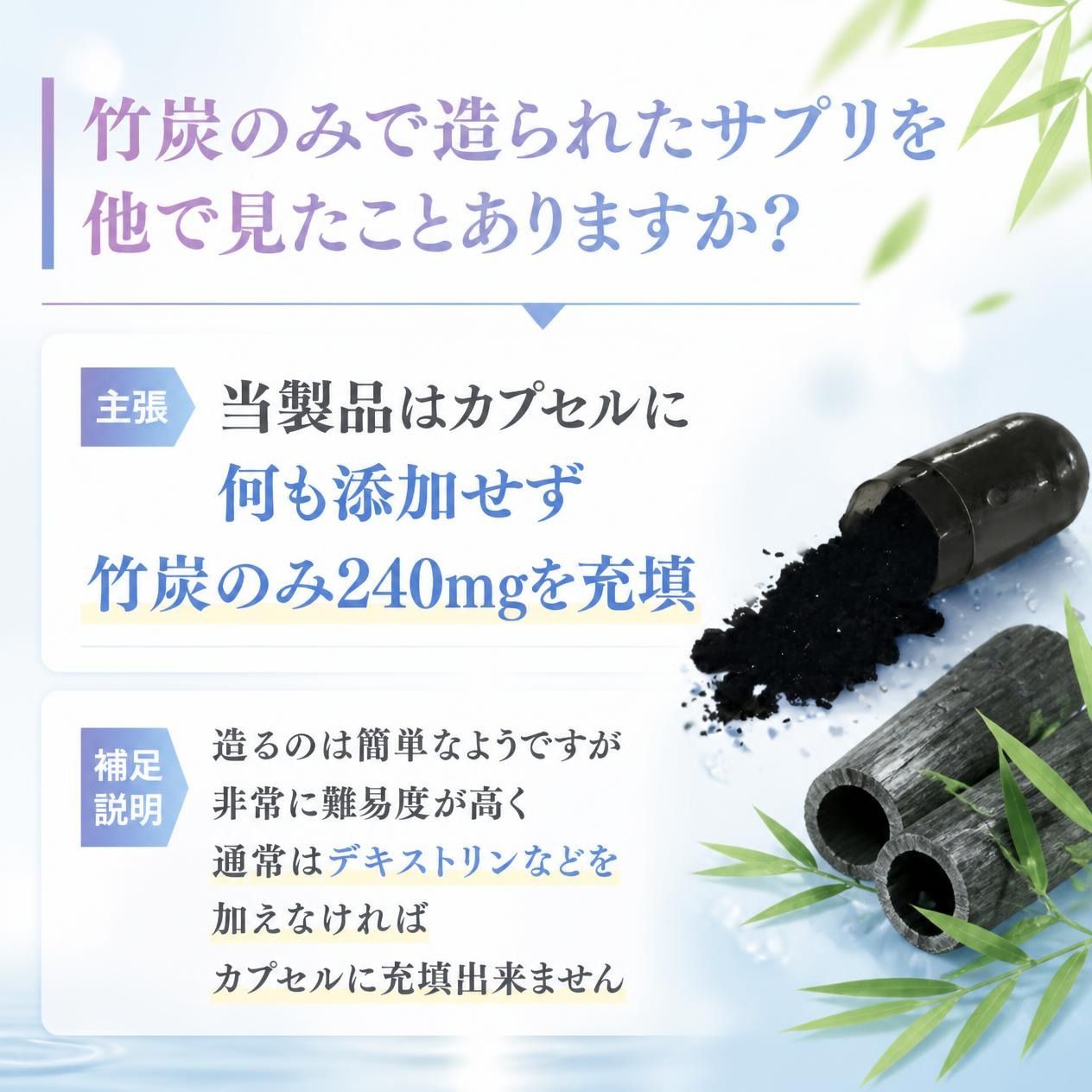 炭サプリ カプセル 竹炭パウダー 食用 南九州産 150カプセル入り