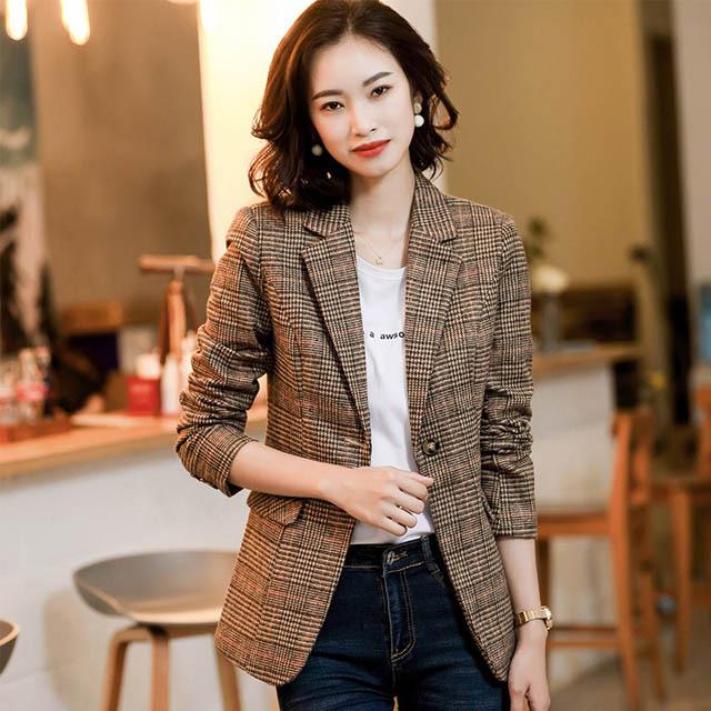 チェック柄ジャケット レディース 春秋 おしゃれ テーラードジャケット