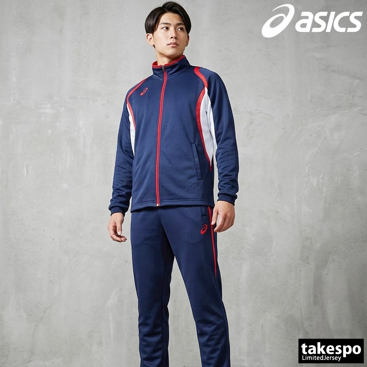 ASICS ジャージ上下セット Lサイズ ネイビー ASICS（アシックス） ジャージ メンズ 上下 ブランド セットアップ