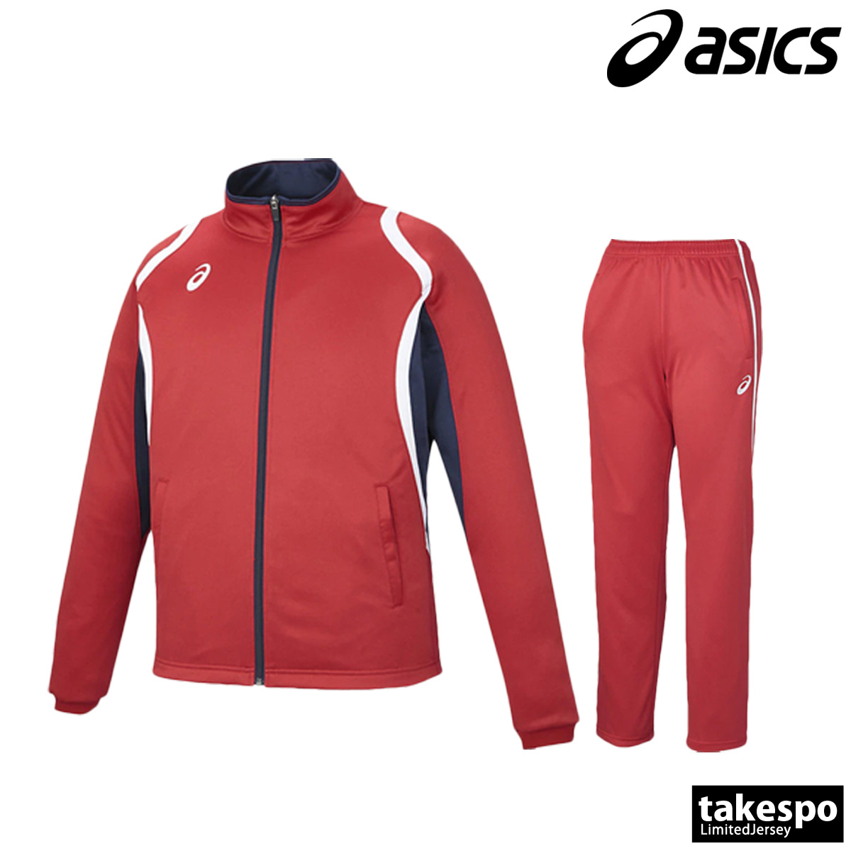 値下げしました！アシックスジャージ、ウォームアップジャケットLサイズ(新品)レッド asics (アシックス) ジャージトップ 2033B845 ポディウムジャケット