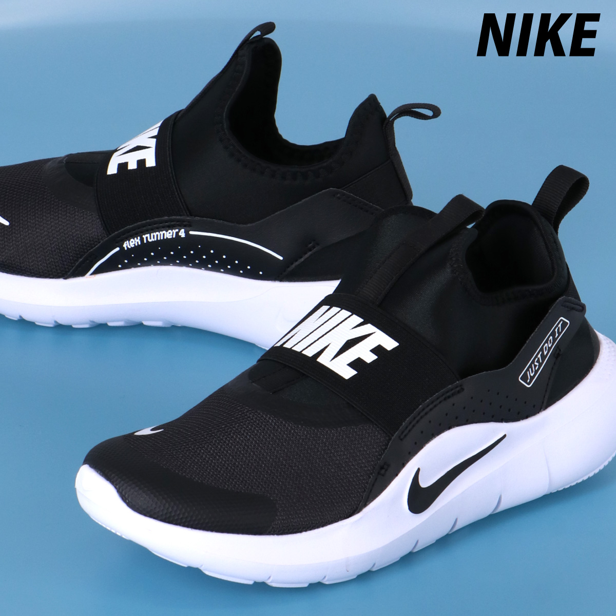 Yahoo! Yahoo!ショッピング(ヤフー ショッピング)ナイキ スニーカー ジュニア レザー フレックスランナー 4 シューズ NIKE スリッポン 合皮 IF2893002 優良配送 BLK 新作