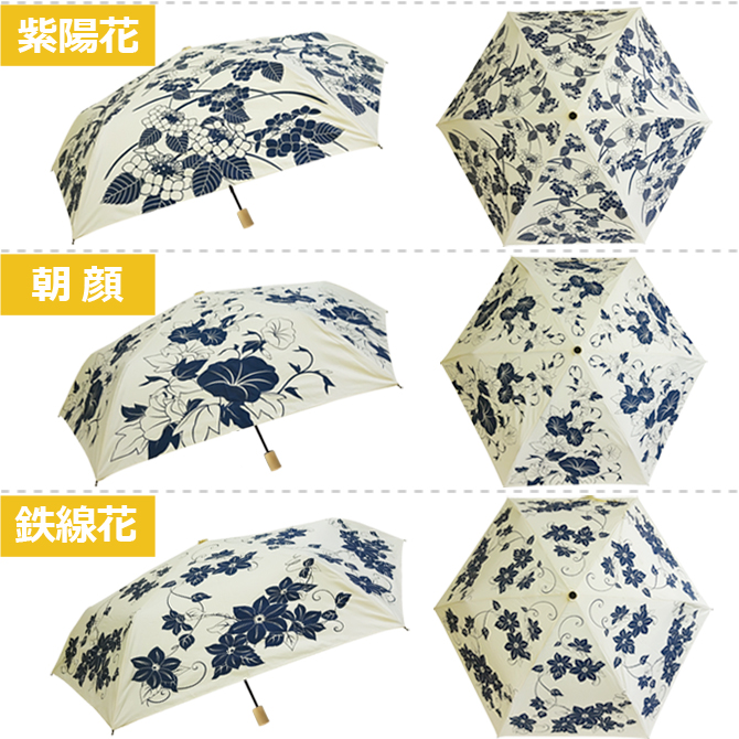 名入れ 傘 プレゼント 折りたたみ傘 百花涼藍 晴雨兼用 日傘 撥水加工