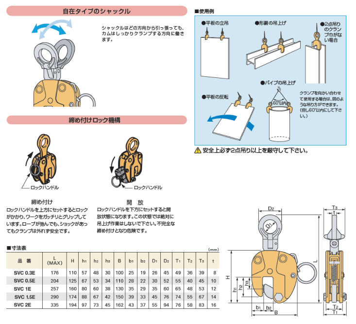 スーパーツール 立吊クランプ 1ton SVC1E (ロックハンドル式自在 