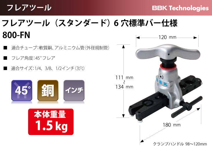 BBK フレアツールキット 812-FN 専用ケース付 800-FN / TC-1000 / 209-F (スタンダード)