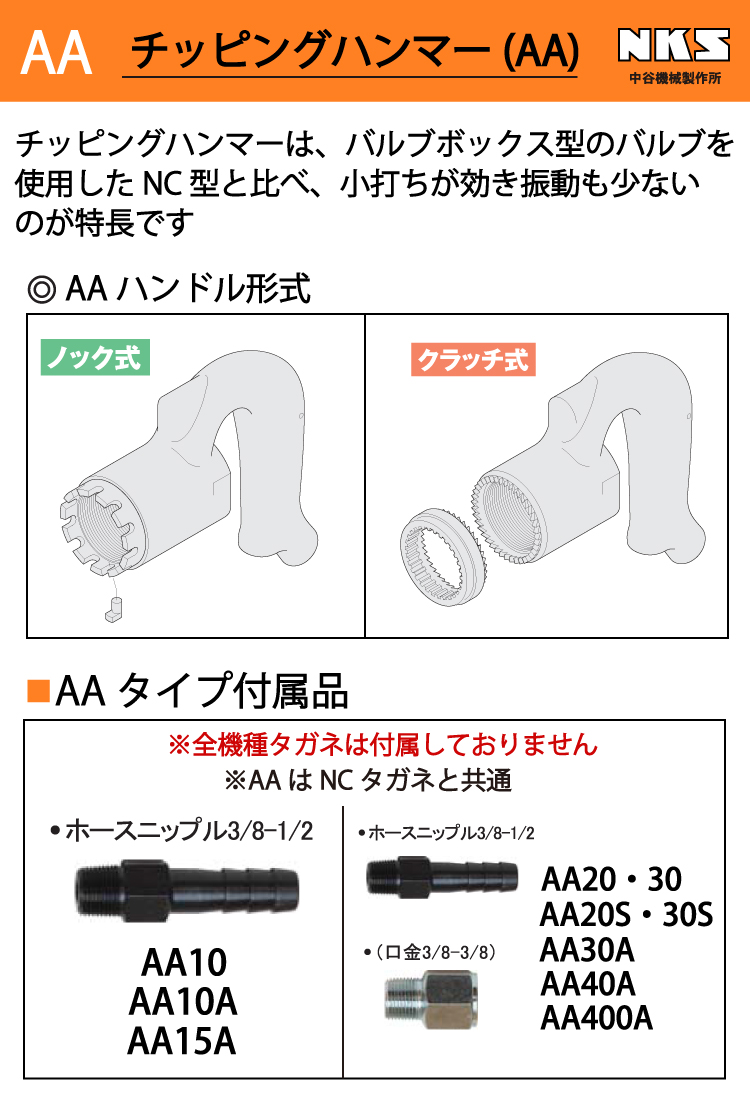 Be　ビー　8個セット 中谷機械製作所 チッピングハンマー(AA) AA20 ストレートタイプ ノック