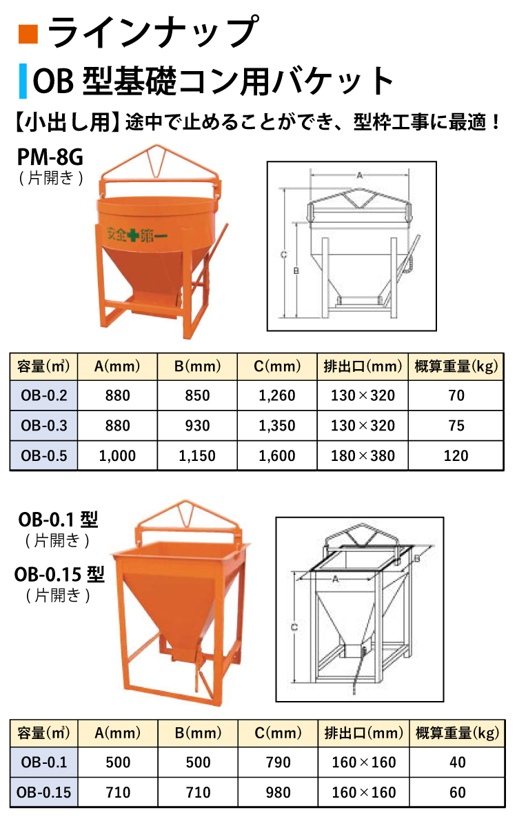 タケムラテック (配送先法人様限定) コンクリートバケット OB-0.3 容量:300kg OB型基礎コン用 片開き 小出し用 基礎工事  型枠工事に最適 : t25-ob-0-3 : 機械と工具のテイクトップ - 通販 - Yahoo!ショッピング