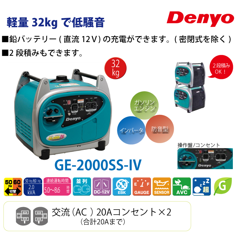 Denyo/デンヨー （配送先法人様限定） 小型ガソリン発電機 インバータ