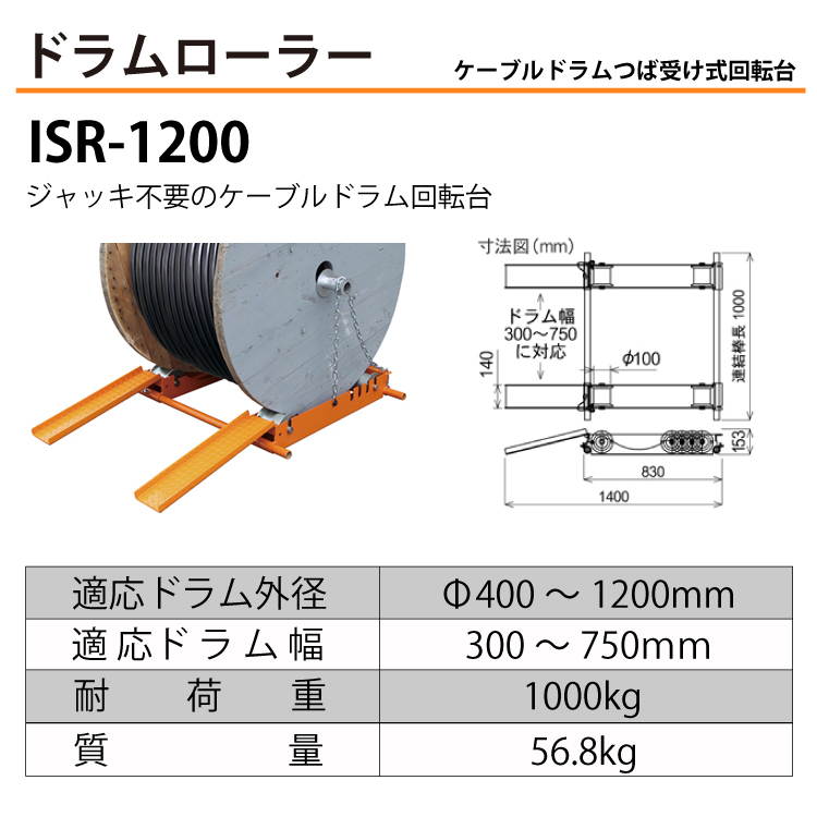 育良精機 (配送先法人様限定) ドラムローラー ISR-1200 ケーブルドラム つば受け式回転台 : t42-isr-1200 :  機械と工具のテイクトップ - 通販 - Yahoo!ショッピング