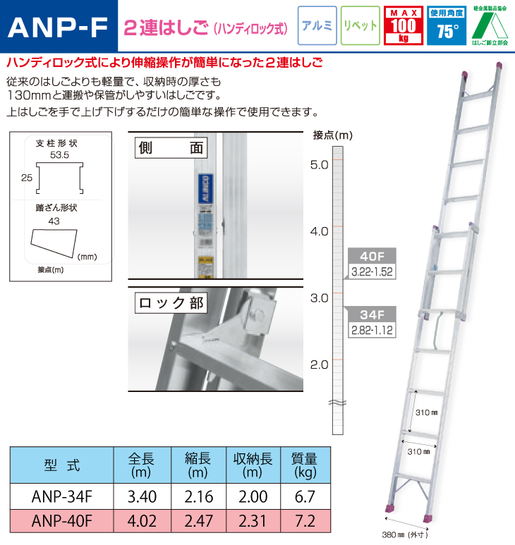 ALINCO（アルインコ） アルインコ(法人様名義限定) 2連はしご(ハンディ