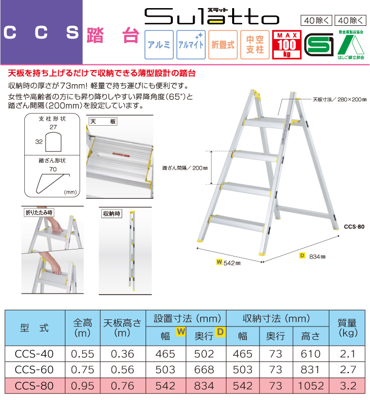 ALINCO アルインコ 踏台 CCS80 天板高さ(m):0.76 使用質量(kg ALINCO アルインコ 踏台 CCS80 天板高さ(m):0.76 使用質量(kg