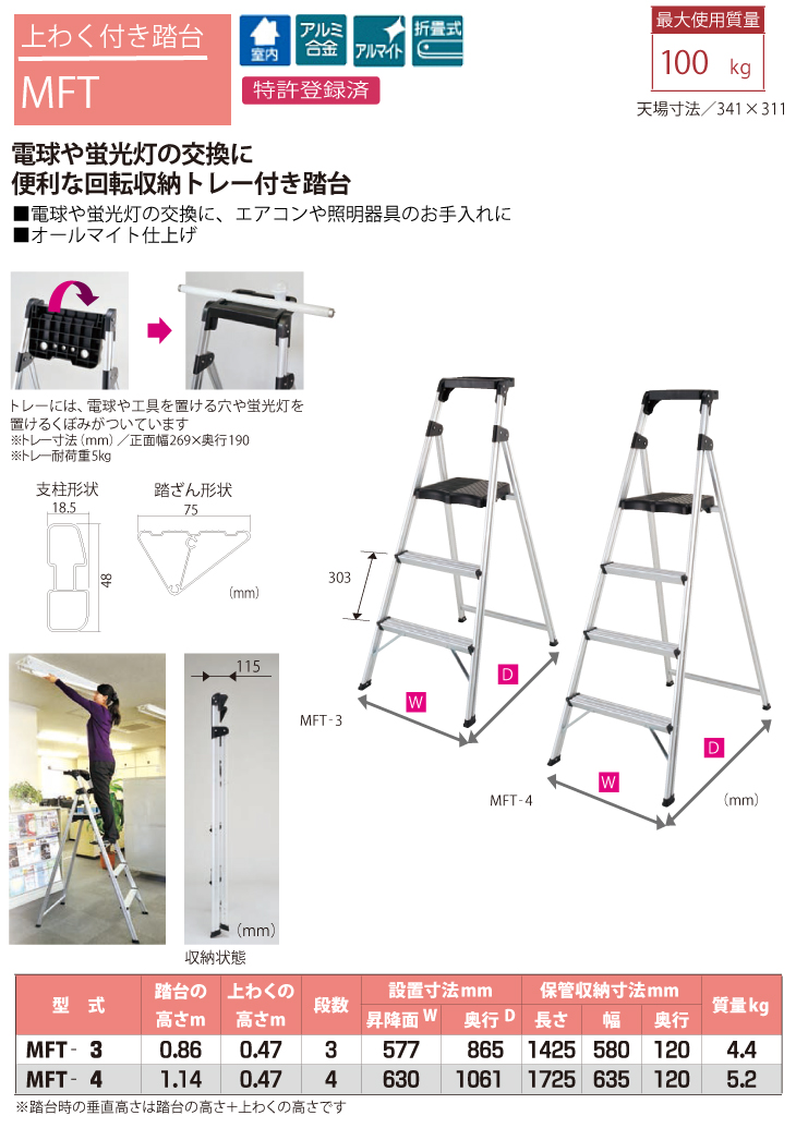 ピカコーポレイション ピカ/Pica 上わく付き踏台 MFT-4 最大使用質量