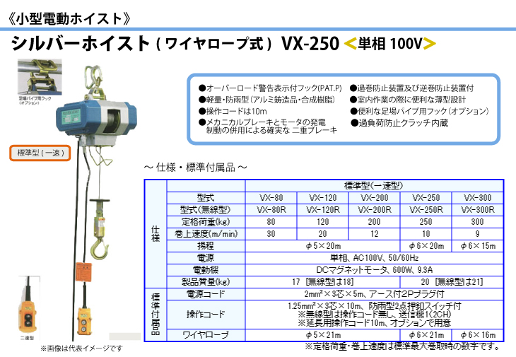 富士製作所 小型電動ホイスト シルバーホイスト ワイヤーロープ式 標準 富士製作所 小型電動ホイスト シルバーホイスト ワイヤーロープ式 標準