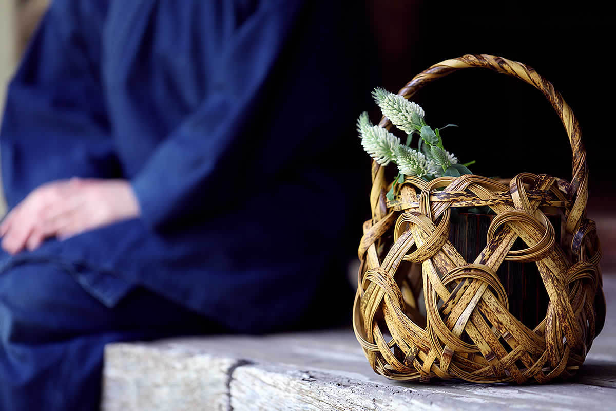 虎竹花籠 渦潮 : 虎斑竹専門店 竹虎 - 通販 - Yahoo!ショッピング