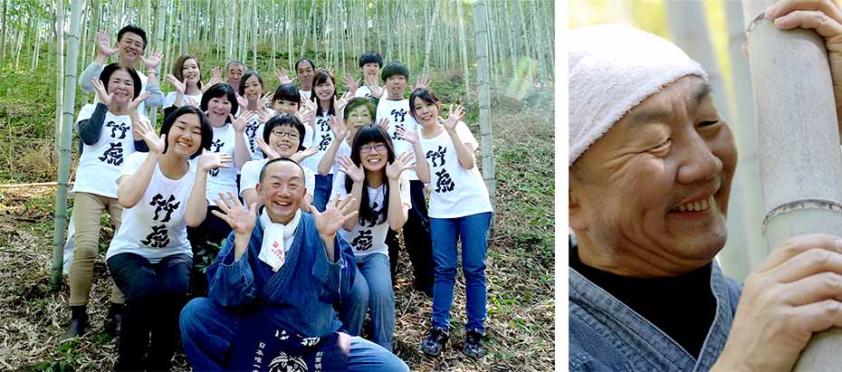 虎竹の竹林にいる四代目と竹虎社員