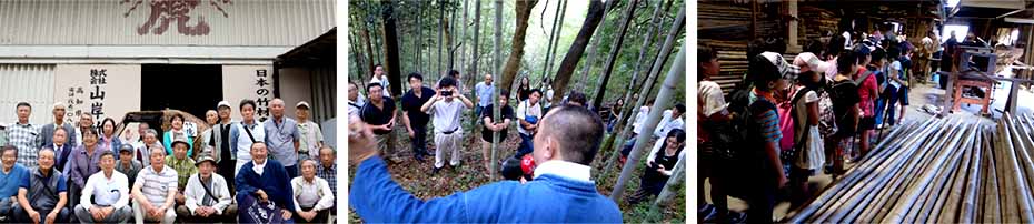 竹林見学のお客様と竹虎四代目