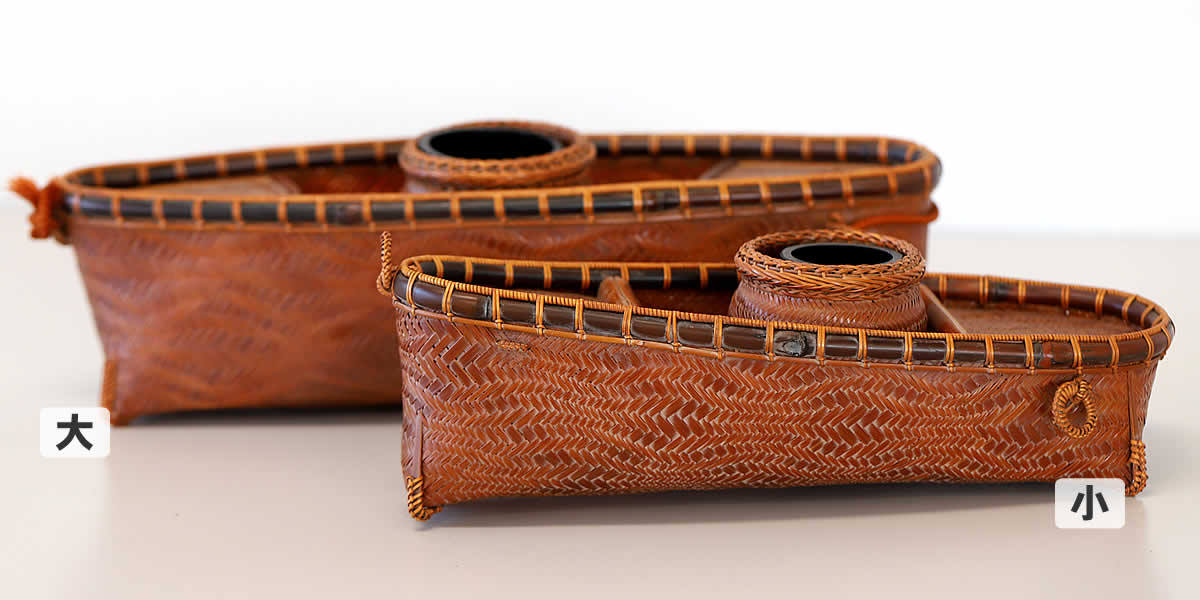 渡辺竹清作 煤竹吊り船花篭（Japanese bamboo art by Chikusei