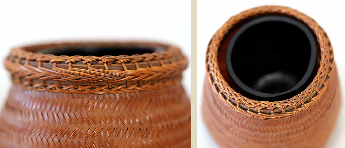 渡辺竹清作 煤竹吊り船花篭（Japanese bamboo art by Chikusei