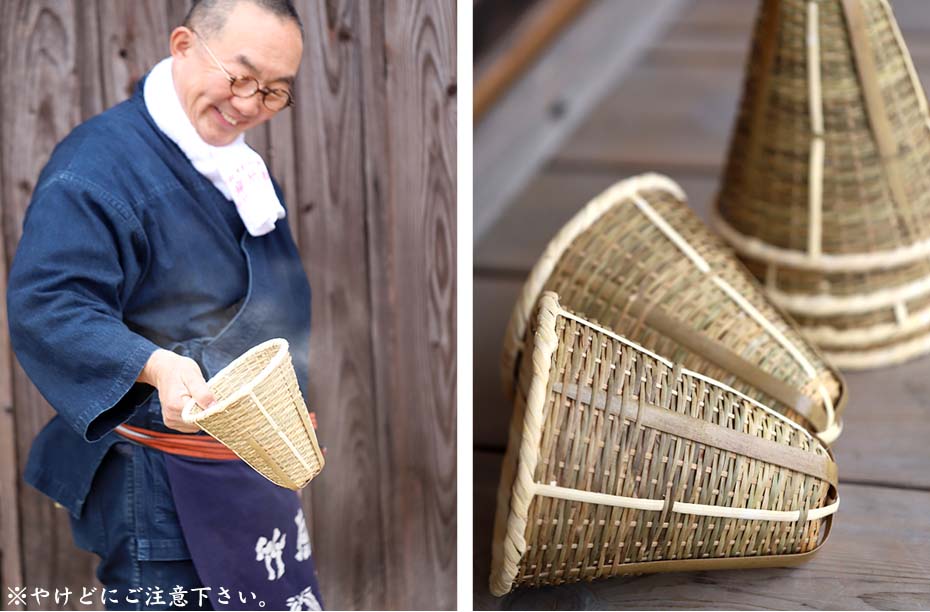 国産竹使用 職人 蕎麦ざる　竹ザル 竹カゴ 盛りザル　手づくり 特別価格）国産そば振り笊（うどんふり） 竹製の振りざる 蕎麦
