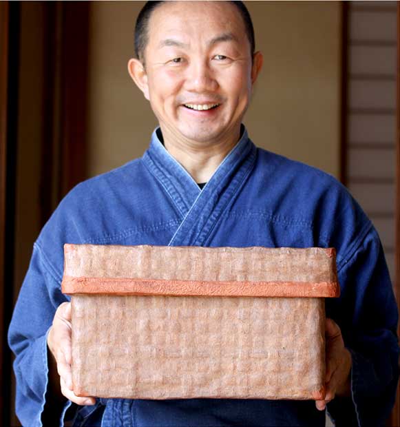 受注生産 お届けまで約2ヶ月）一閑張り行李（二段） 竹素地に土佐和紙