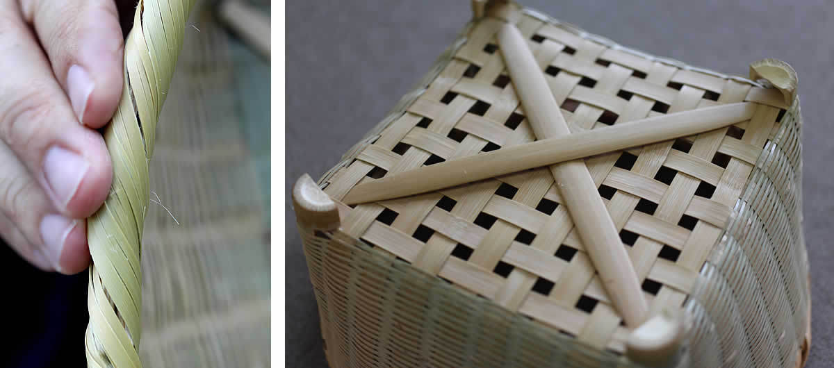 伝統の技が光る淡竹椀かごの縁巻きと力竹