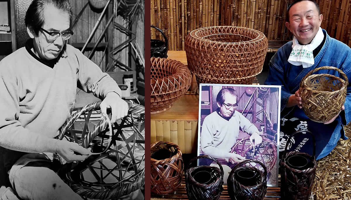 白石白雲斎作 古城（Japanese bamboo art by Hakuunsai Shiraishi