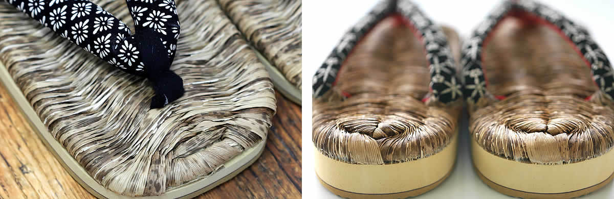<br>熟練の職人が地元産竹皮を使い<br>日本伝統の技で編み上げた<br>竹皮スリッパ（下駄鼻緒）男性用 26cm