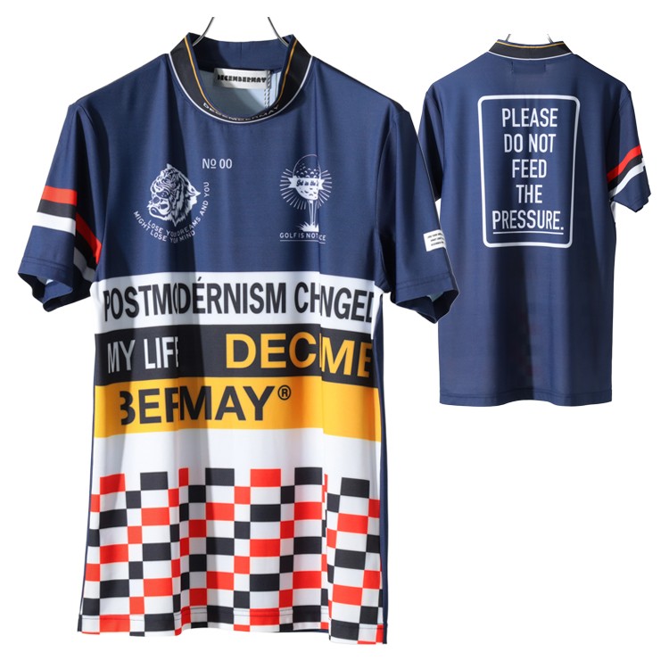 『DECEMBERMAY』ゴルフ モックネックシャツ 半袖Tシャツ ディセンバーメイ ゴルフ モックシャツ メンズ 半袖 ハイネック 接触冷