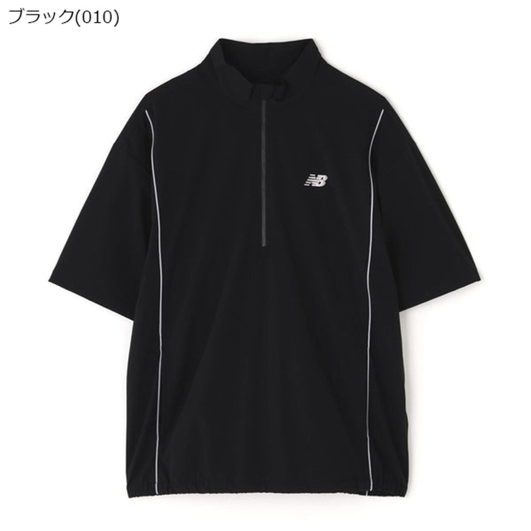 ニューバランス ゴルフ ブルゾン メンズ 半袖 シャツ スタンドジップ ストレッチ ゴルフウェア 無地 ロゴ ブランド 0125221002 New Balance golf_1