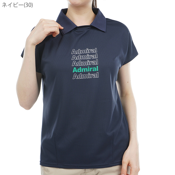 ADMIRAL アドミラル 長袖ポロシャツ ボタンダウン 総柄 ネイビー