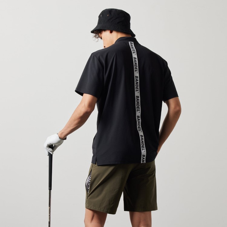 バンデル ゴルフ モックシャツ メンズ 半袖 シャツ ハイネック モックネック ストレッチ 吸水速乾 無地 バックロゴ バックライン ゴルフウェア ブランド ロゴ｜takeuchi-golf｜02