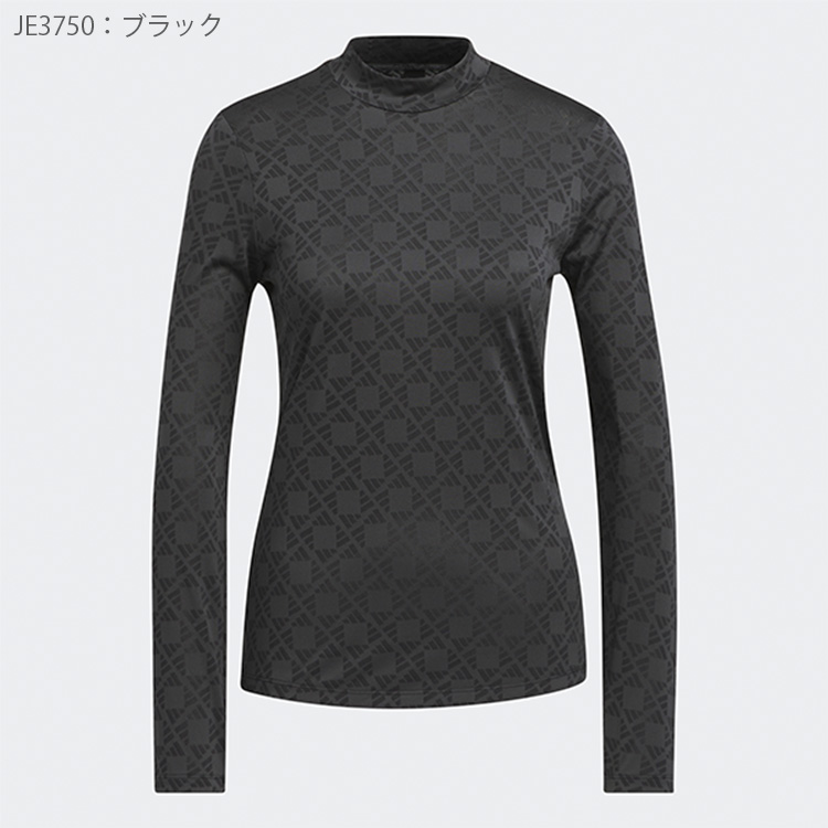 アディダス ゴルフ モックシャツ レディース 長袖 モックネック Tシャツ ヒートレディ ゴルフウェア 総柄 ジャガード ブランド 無地 春 夏 秋 JRY49 adidas golf adidas（アディダス） ゴルフ モックシャツ レディース 長袖 モック