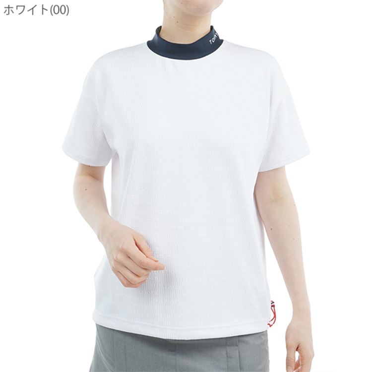 トミーヒルフィガー ゴルフ モックシャツ レディース 半袖 シャツ モックネック ハイネック 吸水速乾 抗菌防臭 UVカット ゴルフウェア ブランド 無地 ロゴ THLA529 TOMMY HILFIGER GOLF（トミー ヒルフィガー ゴルフ） トミー
