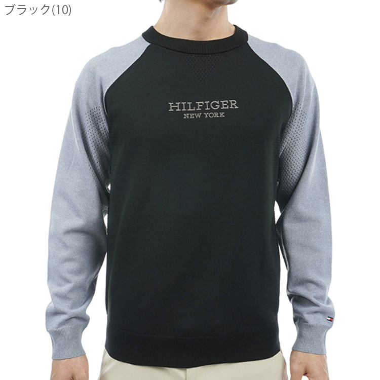 トミーヒルフィガー ゴルフ セーター メンズ 長袖 ニット クルーネック ストレッチ ゴルフウェア ブランド 無地 秋 冬 THMA401 TOMMY HILFIGER GOLF（トミー ヒルフィガー ゴルフ） トミー