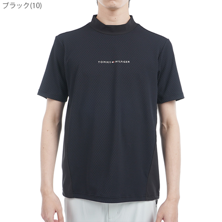 トミーヒルフィガー ゴルフ モックシャツ メンズ 半袖 シャツ モックネック ハイネック 軽量 ゴルフウェア ブランド 総柄 ロゴ 春 夏 秋 THMA537_2
