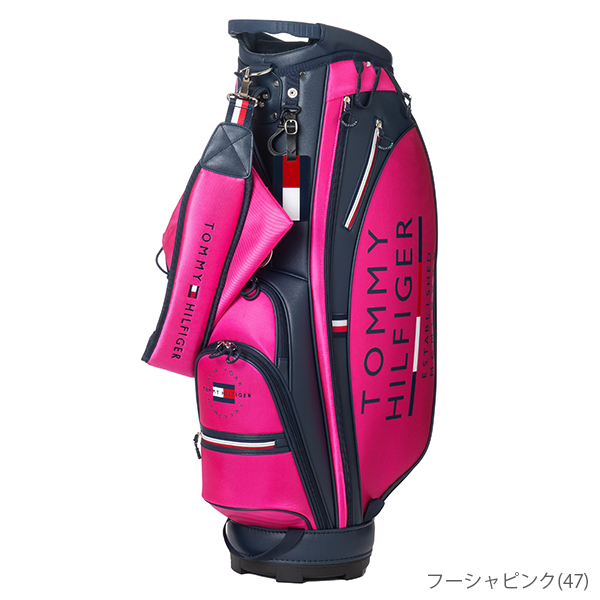 トミーヒルフィガー ゴルフ キャディバッグ メンズ 9.0型 約3.4kg 4分割 ブランド レア ホワイト ネイビー ピンク イエロー 白 紺 黄  キャディバック THMG1FC5