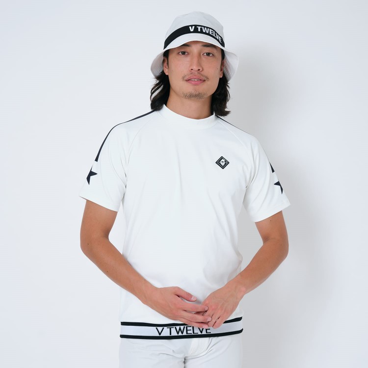 V12 ゴルフ モックシャツ メンズ 半袖 ハイネック モックネック 