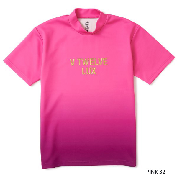V12 ゴルフ モックシャツ メンズ 半袖 モックネック LUX ゴルフウェア 黒 緑 ピンク グラ...